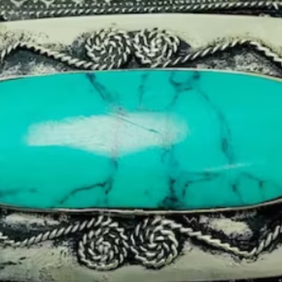 Single Turquoise Cuff Bracelet, Vintage Cuff Bracelet, Boho Cuff, - Picture 3 of 12